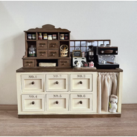 Restoration-Style Mini Set: Hand-Distressed Sideboard + Drawer Chest - Authentic 1:6/1:12 Cottage Core Furniture Kit