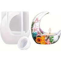 1pc- Moon candlestick resin mold, new moon mold, 3D moon candle base silicone mold, suitable for home decoration and gifts