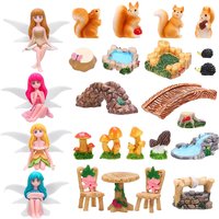 25Pcs Fairy Garden Accessories Mini Figurines Set for DIY Terrarium Potted Plants Dollhouse Micro Landscape Desk Decor