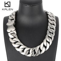 24/31MM Larger Cuban Chain Dog Bone Charm Necklace for Men Women Stainless Steel 316L Heavy Choker Punk Trendy Jewelry Cool Gift