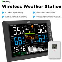 Weather Station with Atomic Clock 8-Channel Support Custom Alerts Adjustable Backlight Indoor/Outdoor Temp/Humidity for Home