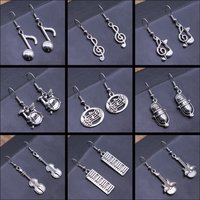 Musical Jewelry Earrings Musical Note Microphone Drum Guitar Violin Shaped Dangle Drop Earrings For Girls Women