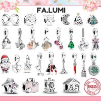 Christmas tree snowman reindeer Santa Claus sleigh house boy bead jewelry 925 sterling silver original series DIY fine jewelry