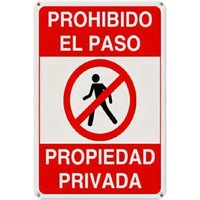 Vintage Spanish "No Trespassing" Tin Sign – Private Property Metal Sign for Outdoor, Garden, Bar, 8x12 Inch