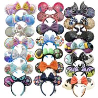 Disney Minnie Mickey Ears Headband Holiday Party Sequins Headdress Bows EARS COSTUME Headband Cosplay Plush Adult/Kids Gift