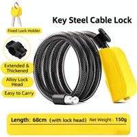AliExpress Other Steel Cable Bike Lock with Alloy Lock Head, Cut-Resistant Thick Cable, 2 Size Options, Includes Mounting Holder and 2 Keys