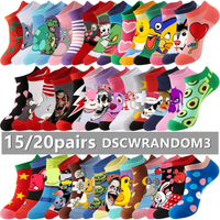 15/20pairs Hip Hop Street Style Crew Socks Cartoon Anime Funny Novelty Socks for Adults