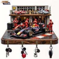 2D Flat. 1pc. Racing-Themed Key Hook - Multi-Functional Decorative Key Holder with Four Metal Hooks, Wall Decoration, Room