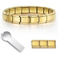 Trendy Gold Color Italian Stainless Steel Charms Hand Chain Link Width 9mm Bracelets For Women Men Jewelry Bangles Gifts