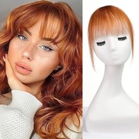 Bangs Clip in Air Bangs Ginger Orange Bangs Fringe with Temples Hairpieces 100% Real Human Hair Extensions for Women Daily Wear