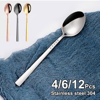 4/6/12 Pieces Gold Coffee Spoon Set Stainless Steel Thin Stirring Teaspoon Ice Cream Cake Dessert Mini Spoon Mirror Sliverware