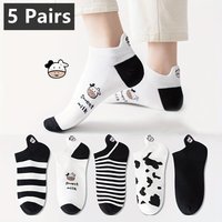 5 Paar Damen socken schöne Kuh muster kurze Socken kreative Drucks ocken Knöchel socke