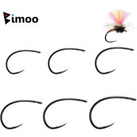 Bimoo 50pcs #8~#18 Barbless Curved Nymph Emerger Shrimp Fly Tying Hook For Wet Fly Curved Nymph Shrimps Scuds Trout Fishing Lure