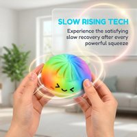 #2027!!*Rainbow Color Dumpling Squishy Toy with Bamboo Slow Rising Stress Relief Fidget Ball Soft Squeeze Toys for Adults & Kids
