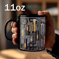 11oz Mechanic Coffee Mug,Toolbox Pattern Ceramic Mugs with C Shaped Handle for The Repair Technician,Creative Water Cup for Gift