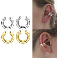 ZAKOL 2 Pcs Punk Non Piercing Clip on Earrings Chunky Ear Cuff Women Bold Statement Thick Cartilage Cuff Earrings Jewelry