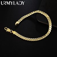 URMYLADY fashion 925 Sterling Silver 5MM Men Jewelry charm women lady chain Bracelets wedding party gifts