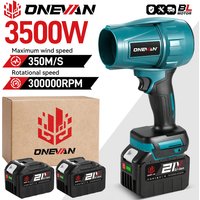 Souffleur électrique sans balais ONEVAN 3500W, ventilateur turbo 350M/S, sécheur de voiture puissant, outil de soufflage de neige et de poussière, compatible avec batterie Makita 18V.