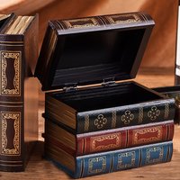 False Book Box Vintage Simulation Book for Jewelry Container Holder Decoration Shape Storage Box Antique Old Jewelry Storage Box