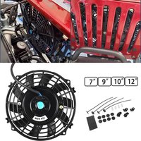 7 9 10 12 Inch Universal Slim Fan Push Pull Electric Radiator Fan Air-Sucking Type Cooling & Mounting Kit 12V 80W 2100RPM