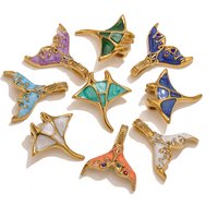1pcs Stainless Steel Charms Gold-Plated Enamel Manta Ray with Diamond-Studded Tail DIY Necklace Bracelet Jewelry Making Supplies