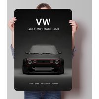 Black VW Golf MK1 Race Car Metal Poster Custom Wall Art Retro Vintage Tinplate Signs for Man Cave Gaming Room Decoration Cozy