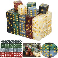 Mini Dice 10pcs D6 Standard Marble Effect Golden Pips Plastic 12mm Game Die New Outdoorliving for Board Game