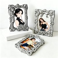 Lightweight Electroplated Frame Irregular Photocard Holder with Keychain ID Badge Holder for Student Card Case Stationery