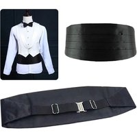 Fashion Wide Silk Satin Tuxedo Cummerbund Elastic Gentleman Pocket Square Belly Band Business Neck Tie Set Compere
