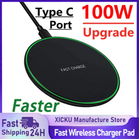 100W Wireless Charger Pad for iPhone 16 15 14 13 Pro Max X Samsung Xiaomi Phone Chargers Induction Fast Charging Dock Station