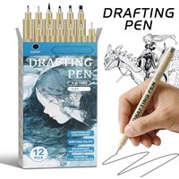 6/9/12 Pcs Micro Line Pen Waterproof Quick-Drying Professional Paint Comic Design Drawings Drafting Pen Office School Art Tool
