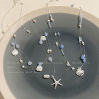 2025 Seaside Necklace Starfish Shell Pearl Layered Choker Adjustable Beach Jewelry Stackable Boho Accessory Summer Vacation Gift