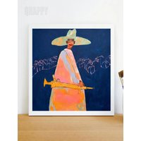 Abstract Portrait Poster Studio Lenca Wall Art Canvas Painting of Person Wearing Hat for Living Room Bedroom Home Decor Modern