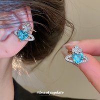 Cool Feeling Zircon Love Saturn Ear Clips Exquisite Sweet Versatile Bone Clips Light Luxury Advanced Feeling No Ear Piercings
