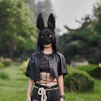 Cosplay Black Plush Bunny Mask Half Face Carnival Mask Goth Punk Party Rave Costume Props Halloween Masque White Rabbit Mask New