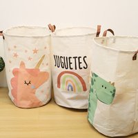 Large Capacity Baby Items Basket Diaper Caddy Organizer Folding Laundry Basket Cartoon Dirty Clothes Bucket Toy Storage Bag