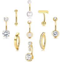 Drperfect 1Pc Belly Button Ring Surgical Stainless Steel CZ Belly Rings Clicker Belly Piercings for Women Navel Piercing Jewelry