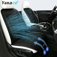 Yanace Car Seat Cooling Cushion with Dual Fans, 12V/24V Universal Ventilated Seat Cover for Breathable Mesh Summer Driving Pad