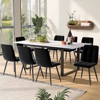 PINGGO Dining table telescopic table, 140/180x80x75cm, iron metal legs & square tube legs , dual use for home & office