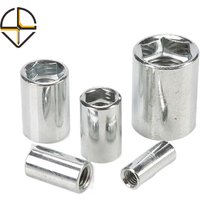 Écrou à douille hexagonale M5 M6 M8 M10 M12 M16, écrou d'accouplement allongé et épais, Joint de colonne à capuchon rond, écrous à vis de Conversion cylindrique