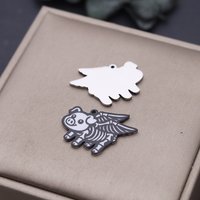 2pcs Gothic Animal Charms Flying Pig Skeleton DIY Accessories Pendant Stainless Steel Handmade Necklace Earrings