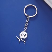 Funny Middle Finger Stickman Keychain Car Key Chain Ring Gift For Woman Man Stainless Steel Pendant Fashion Jewelry