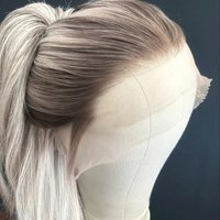 Ombre Platinum Blonde Balayage Wig Long Body Wave Lace Front Wig 13x4 HD Lace Glueless Heat Resistant Synthetic Blended Fiber