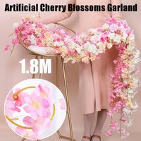 Artificial Flowers Cherry Blossoms Vines Garland Flowers Sakura Rattan Ornament Hanging Garland Wedding Home Decoration