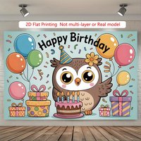 2D plane, 1 piece of cute owl birthday banner - Owl-shaped party decoration, suitable for rooms and birthday parties