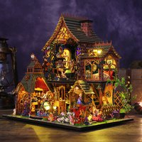 DIY Wooden House Magic Forest Elf Toy Model Handmade Assembly Bookend for Ages 14+ 3d Wooden Puzzle Wooden 3d Puzzle