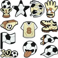 12Pcs Soccer Series Shoe Charms For Shoe Key Chain Sandals Beach Bags, DIY Shoe Decorations Accessories Shoes Pins Great Gift