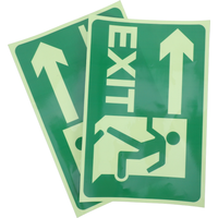 2 Sheets Stickers Glow-in-the-dark Logo Exit Sign Reflective Shine Fire Escape Warning Signs for Business Safety