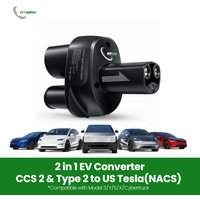 FITMPH Cybertruck Converter, adapter 2-w-1 CCS2+Type 2 na NACS Tesla DC&AC, 250kW dla Modelu 3/X/Y/S, maks. 250V 32A