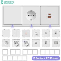 BSEED 1/2Gang Mechanical Light Switches EU Power Sockets USB Type-c Ports TV/ST/CAT6 Dimmer DIY Function Parts Plastic Frames